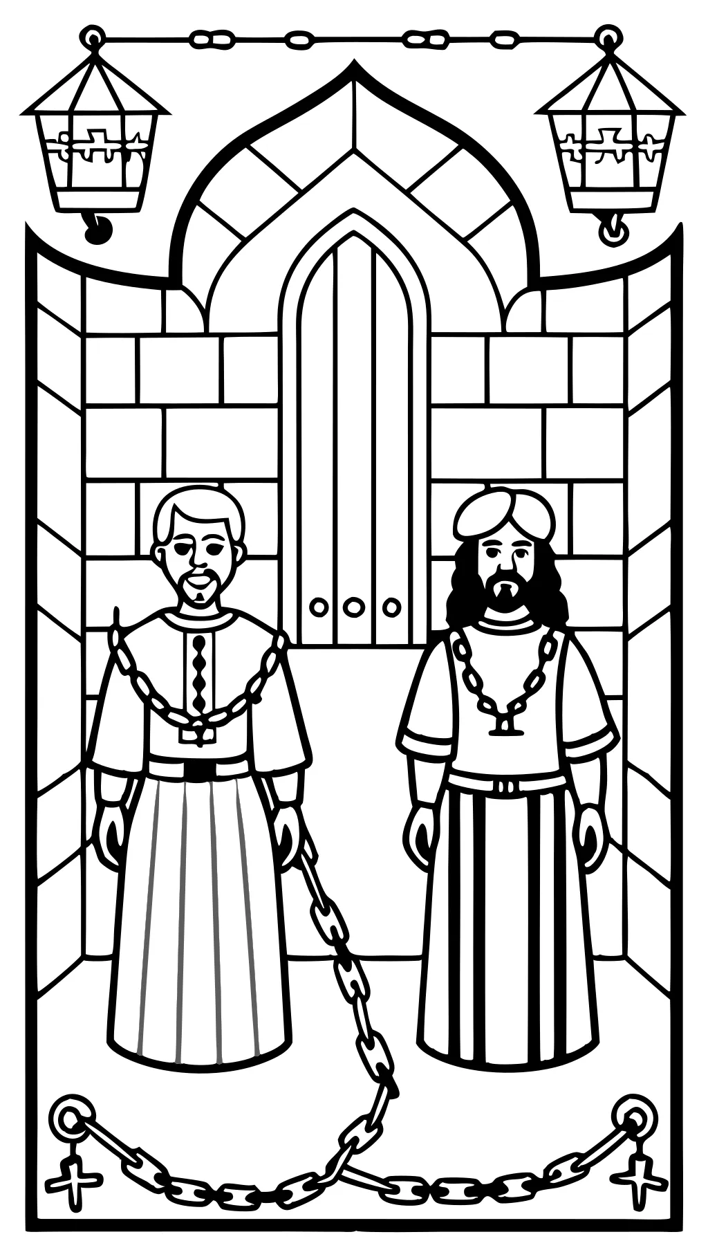 coloring page of paul and silas